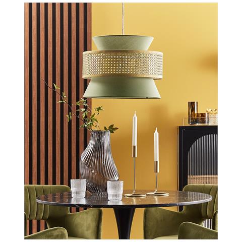 Lampadario Luyano Rattan Verde Chiaro - Foto 1