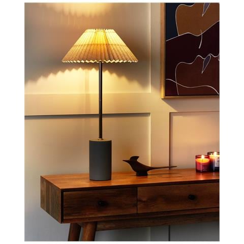 Lampada Da Tavolo Baluarte Lino Sintetico Beige - Foto 1