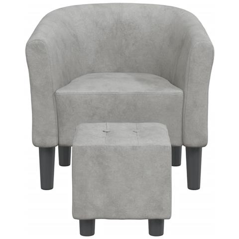 Poltrona Cabriolet Con Poggiapiedi Grigio Chiaro In Velluto - Foto 3