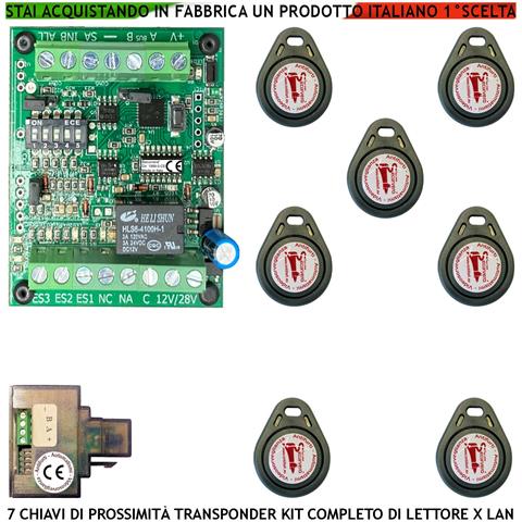 Kit Chiave Elettronica Di Prossimità Lettore Universale Lan Rj45 Qualsiasi Marca 7 Chiavi Tag Relè C.nc.na 1ax24v Impu - Foto 1