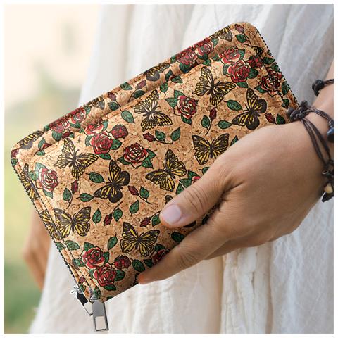 Pochette In Sughero, Collezione Natureprint, Chiusura A Zip - Foto 2