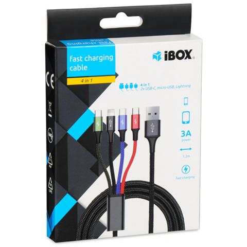 Universal 4 in 1 charging cable I-BOX USB IKUM4W1 - Kabel cavo USB 1,2 m Micro-USB A 2 x USB C Multicolore - Foto 6