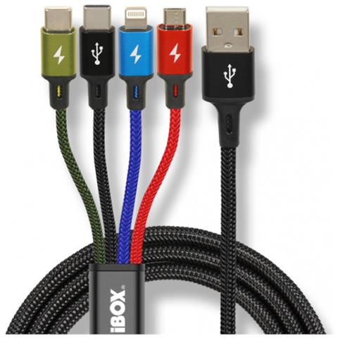 Universal 4 in 1 charging cable I-BOX USB IKUM4W1 - Kabel cavo USB 1,2 m Micro-USB A 2 x USB C Multicolore - Foto 1