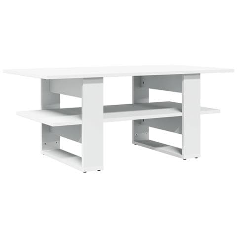 Tavolino Da Salotto Bianco 102x55x42 Cm In Legno Multistrato - Foto 2