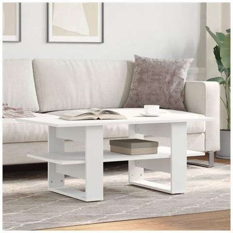 Tavolino Da Salotto Bianco 102x55x42 Cm In Legno Multistrato - Foto 1