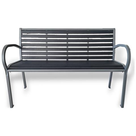 Panchina In Acciaio E Resina Con Braccioli Colore Grigio Antracite 125x59x81 Cm - Foto 1