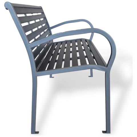 Panchina In Acciaio E Resina Con Braccioli Colore Grigio Antracite 125x59x81 Cm - Foto 2