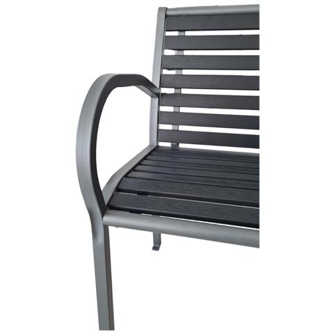 Panchina In Acciaio E Resina Con Braccioli Colore Grigio Antracite 125x59x81 Cm - Foto 3