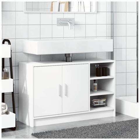 Mobile Lavabo Bianco 90x29x55 Cm In Truciolato - Foto 2
