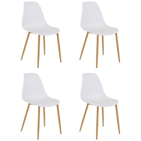 Miller Set Di 4 Sedie Da Pranzo In Plastica Bianca - Foto 1