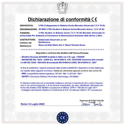 Batteria Non Ricaricabile 7,5 V 19 Ah Pacco 5 Lr20 Pile Alcaline Marca E Colore Occasionale Ricambio Qualsiasi Sirena - Foto 2