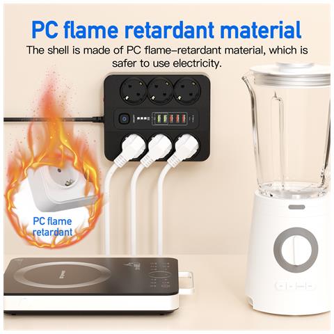 Presa Eu A 6 Prese, 5 Porte Usb, 1 Porta Usb-c Black - Foto 8