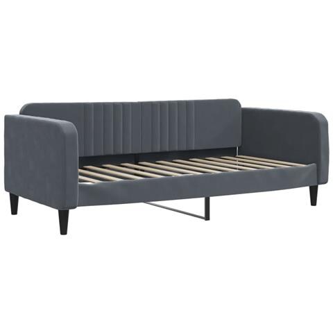Letto Da Giorno Grigio Scuro 100x200 Cm In Velluto - Foto 2