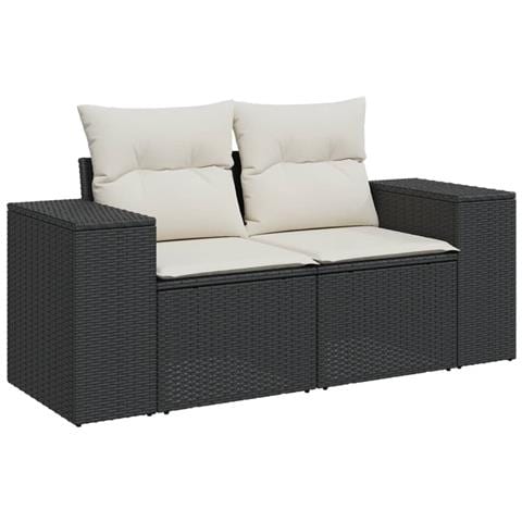 Set Divani Da Giardino 9 Pz Con Cuscini Nero In Polyrattan - Foto 3