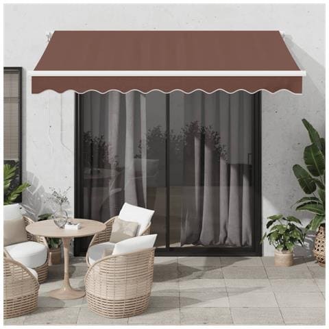 Tenda Da Sole Retrattile Automatica Con Led Marrone 300x250 Cm - Foto 1
