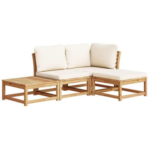 Set Salotto Da Giardino 4pz Con Cuscini Legno Massello Acacia - Foto 2
