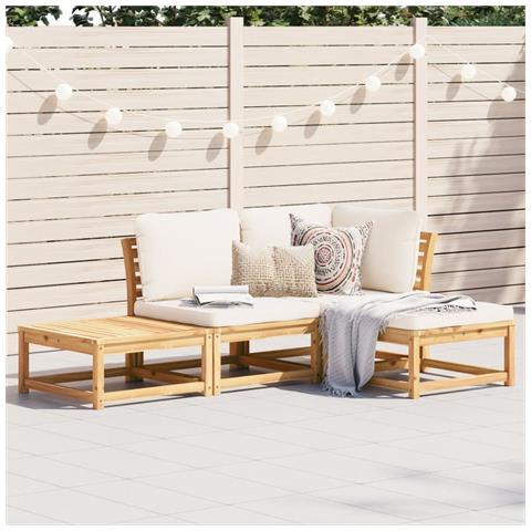 Set Salotto Da Giardino 4pz Con Cuscini Legno Massello Acacia - Foto 1