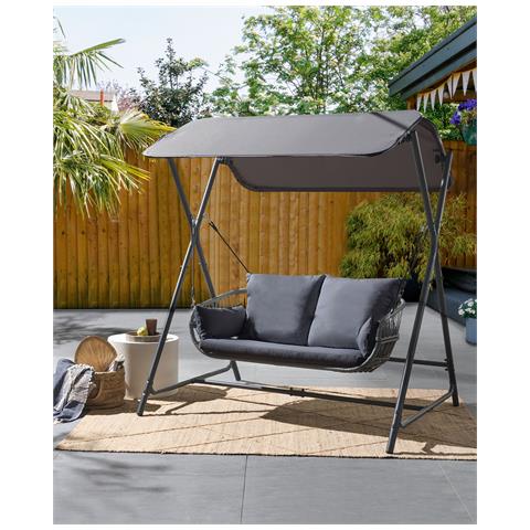 Dondolo Da Giardino Fiastra Metallo Grigio Scuro - Foto 1