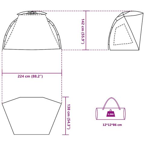 Tenda da Spiaggia 2Persone Azzurro Rilascio Rapido Impermeabile - Foto 10