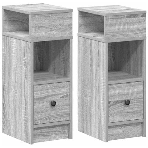 Comodini 2 Pz Con Cassetto Grigio Sonoma 25x31x66 Cm - Foto 2