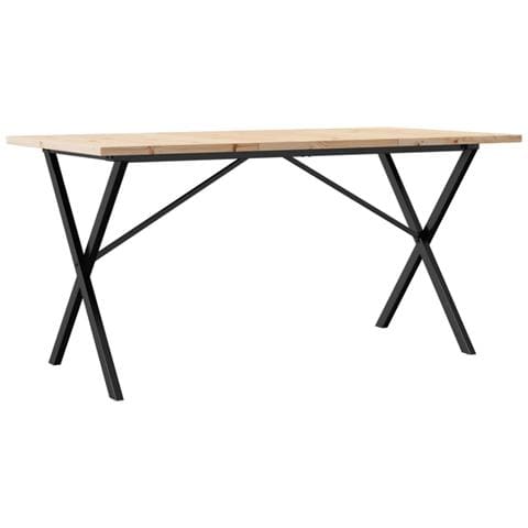 Tavolo Da Pranzo Telaio A X 140x80x75,5 Cm Legno Pino E Acciaio - Foto 2
