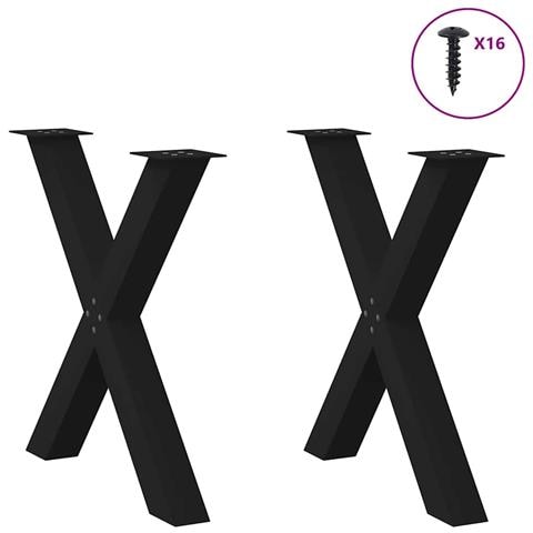 Gambe Tavolo Pranzo A Forma X 2 Pz Nero 70x(72-73) Cm Acciaio - Foto 3