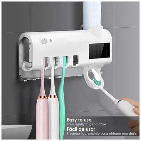 Sterilizzatore E Supporto Per 4 Spazzolini Da Denti Con Dispenser Di Dentifricio. Pannello Solare. - Foto 2