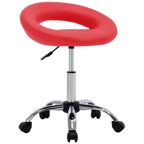 Sedia Da Lavoro Con Ruote Rossa In Similpelle - Foto 2