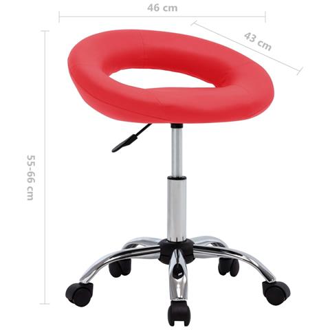 Sedia Da Lavoro Con Ruote Rossa In Similpelle - Foto 7