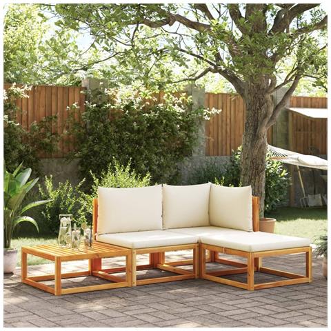 Lusso Casadino -  Set Di Divani Da Giardino 4 Pezzi Con Cuscini In Legno Di Acacia E Corda - Foto 8