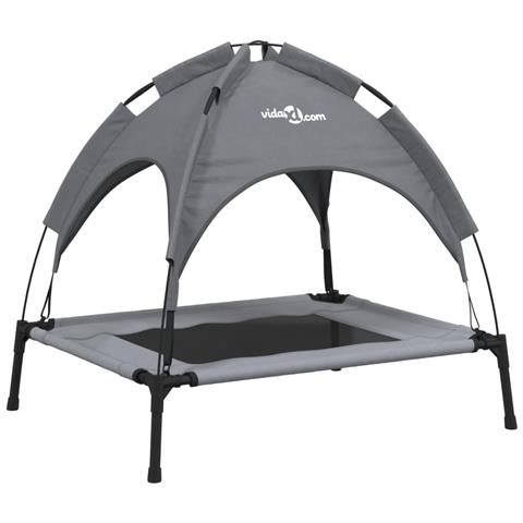 Lusso Casadino -  Lettino Per Cani Con Tetto Tessuto Oxford Antracite E Acciaio - Foto 1