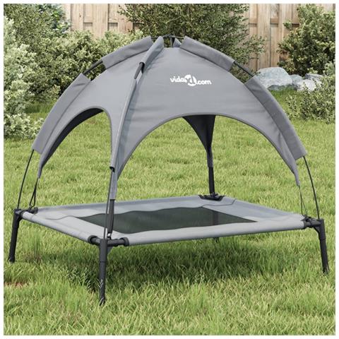 Lusso Casadino -  Lettino Per Cani Con Tetto Tessuto Oxford Antracite E Acciaio - Foto 8