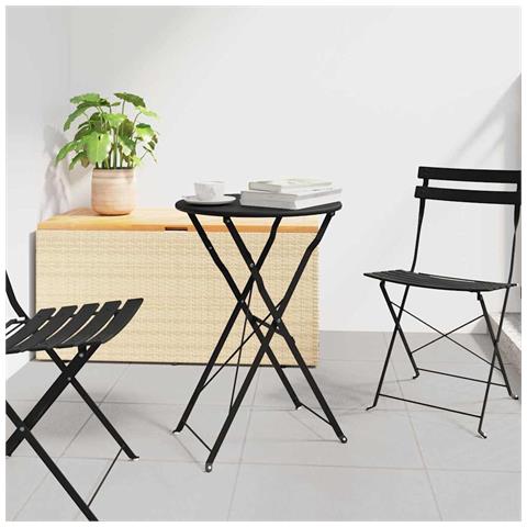 Tavolo da bistrot pieghevole Antracite Ø50x71 cm in Acciaio verniciato - Foto 2