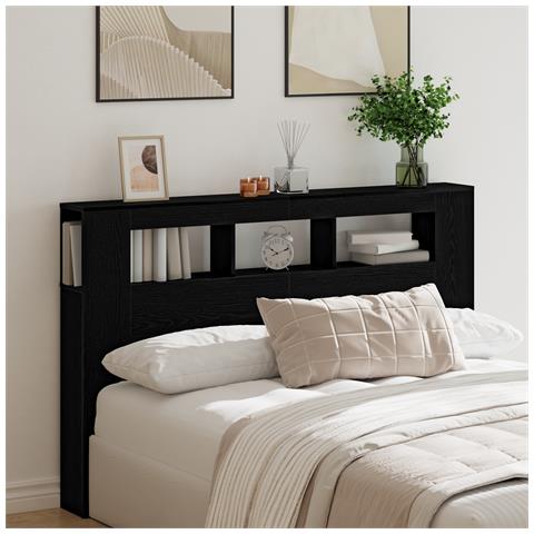 Testiera LED  in Rovere Nero 160x18,5x45 cm in Legno Ingegnerizzato - Foto 9