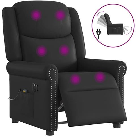 Poltrona Massaggiante Reclinabile Elettrica Nero Similpelle - Foto 9