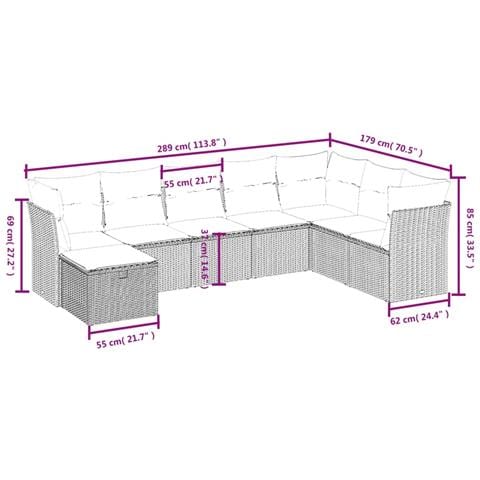Set Divani da Giardino con Cuscini 8 pz Nero in Polyrattan - Foto 4