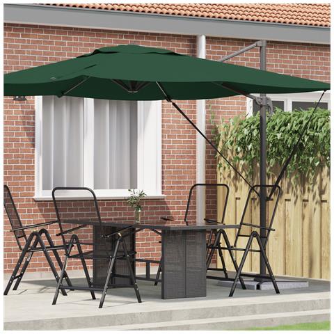 Ombrello a Sbalzo Verde 286x285x265 cm Alluminio - Foto 2