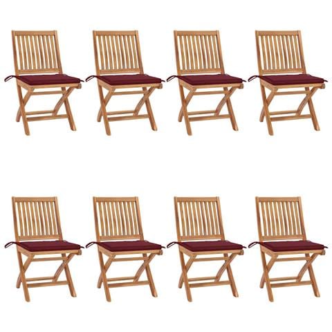 Lusso Casadino -  Sedie Da Giardino Pieghevoli Con Cuscini 8 Pz Massello Di Teak - Foto 2