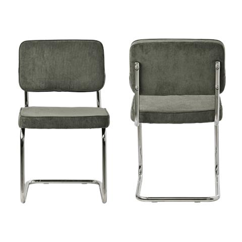 Set Di 2 Sedie A Sbalzo Maria In Velluto A Coste Verde Cachi - Foto 9