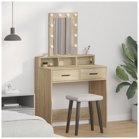 Tavolino toelettatura  con luci LED Rovere Sonoma 79x41x140 cm - Foto 2