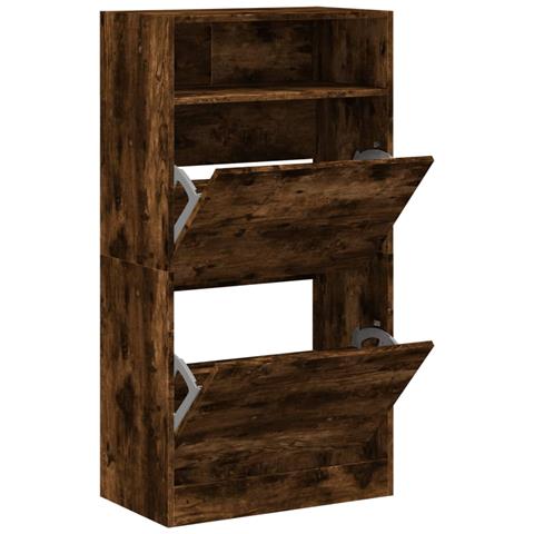Scarpiera Rovere Fumo 60x34x116 cm in Legno Multistrato - Foto 1