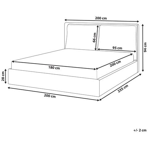 Letto Ad Acqua Tessuto Bajonna 180 X 200 Cm Beige Chiaro - Foto 8