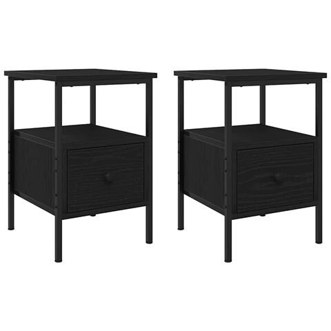 Mobiletto da Notte con cassetto Rovere nero 34 x 36 x 50 cm - Foto 1