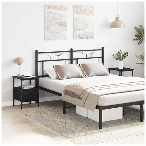 Mobiletto da Notte con cassetto Rovere nero 34 x 36 x 50 cm - Foto 2