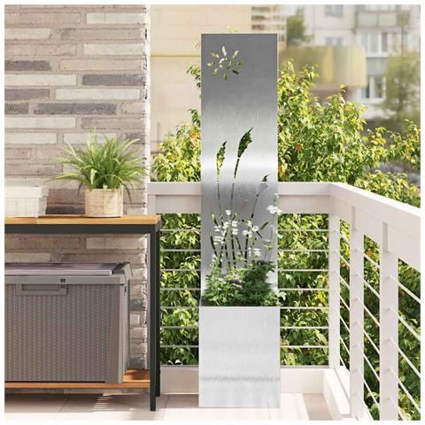 Vaso da Giardino con Pannello Decorativo Argento 32 x 140 cm - Foto 2