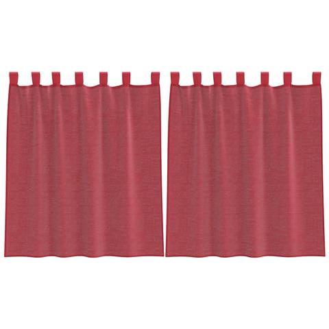 Tende in Voile con Passanti 2 pz Rosso Vino 140x140 cm - Foto 1