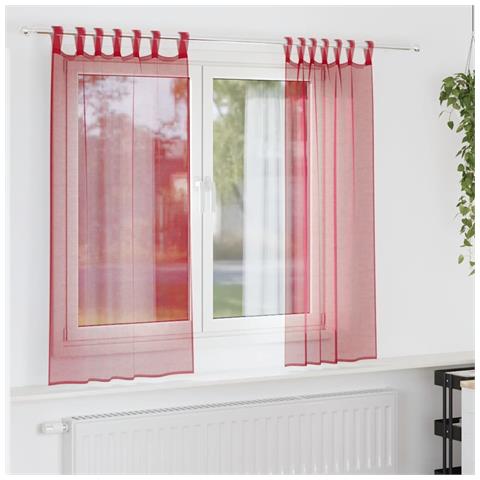 Tende in Voile con Passanti 2 pz Rosso Vino 140x140 cm - Foto 2