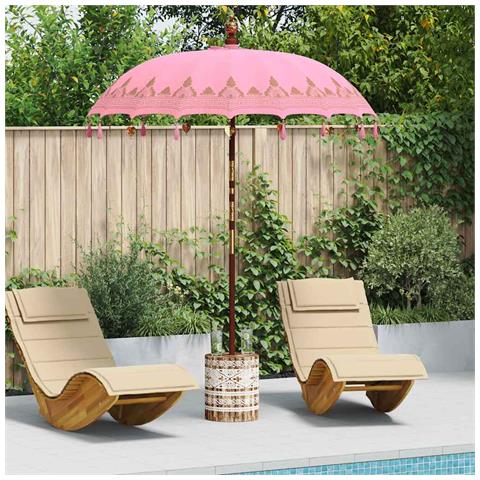 Parasol Balinese 260 Rosa 180-190 cm Cotone e legno massello - Foto 2