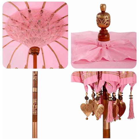 Parasol Balinese 260 Rosa 180-190 cm Cotone e legno massello - Foto 9