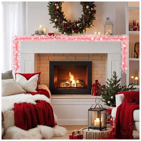 Lusso Casadino -  Ghirlanda Natalizia Con Luci A Led 20 M Rosa - Foto 1